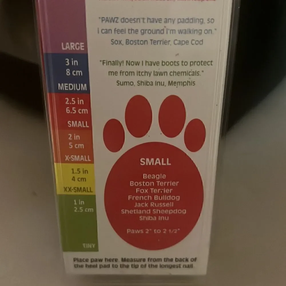 Brand New in package PawZ Rubber Dog Boots size Small paws 2” to 2.5”